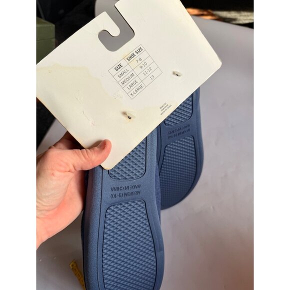 All American Dad Family Slippers Medium Blue Plaid Cozy Indoor House Shoes - Picture 2 of 6